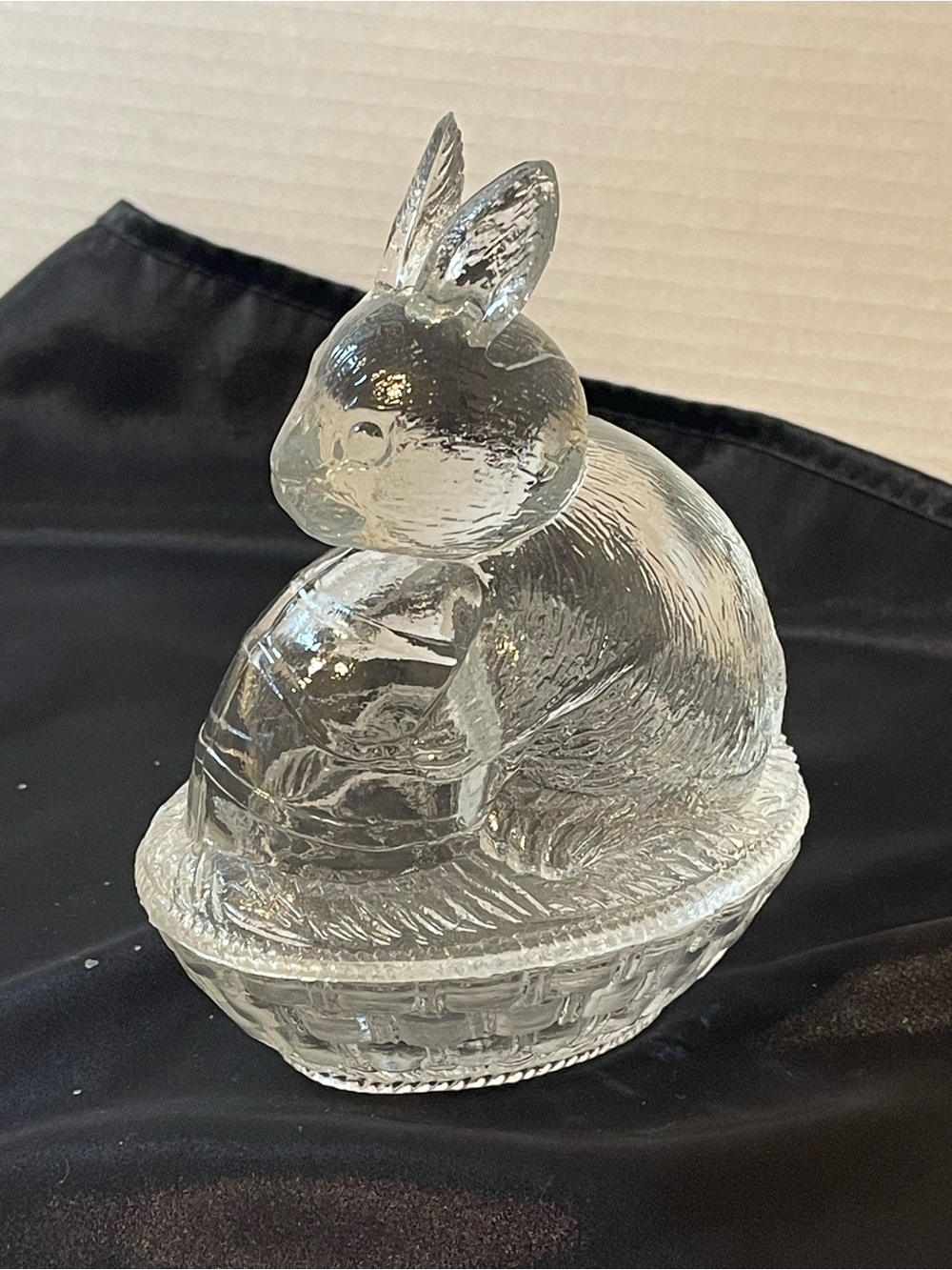 Clear Glass Bunny Trinket Dish - Decorative Bunny Candy Holder
